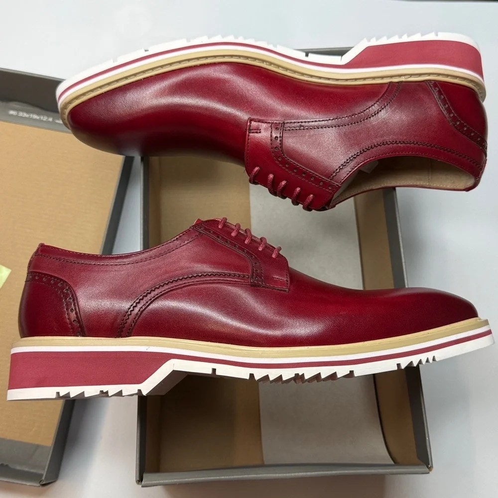 Stacy Adams Men's Barringer Plain Toe Oxford- Size 8- Red